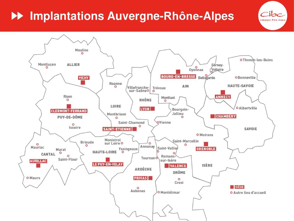 Implantations Auvergne-Rhône-Alpes