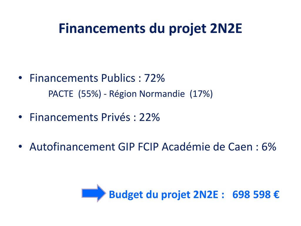 Financements du projet 2N2E