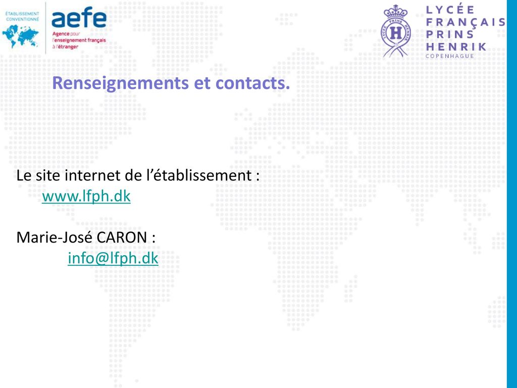 Renseignements et contacts.