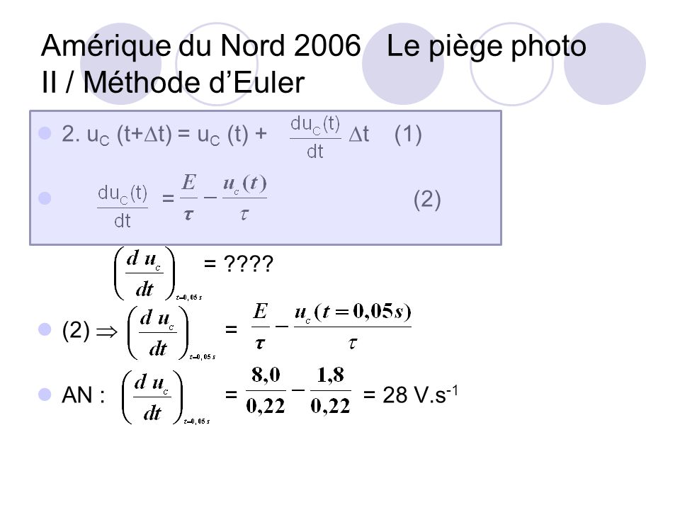 Amérique du Nord 2006 Le piège photo II / Méthode d’Euler