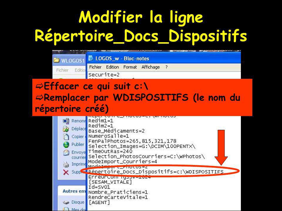 Modifier la ligne Répertoire_Docs_Dispositifs