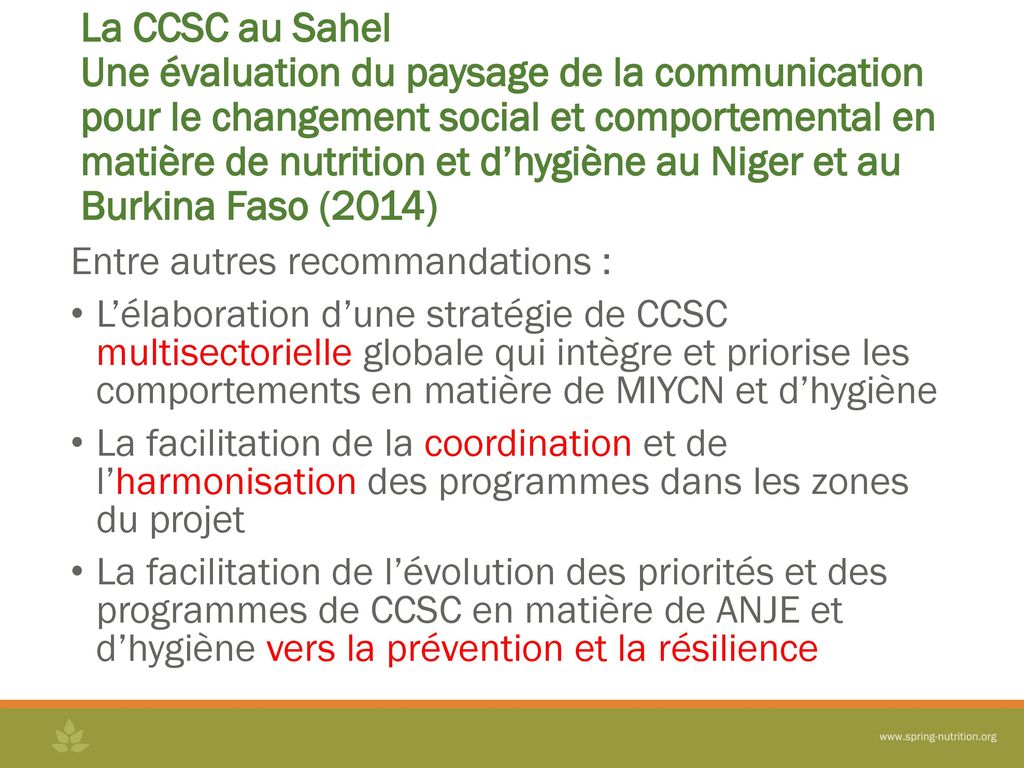 La CCSC au Sahel Une évaluation du paysage de la communication pour le changement social et comportemental en matière de nutrition et d’hygiène au Niger et au Burkina Faso (2014)