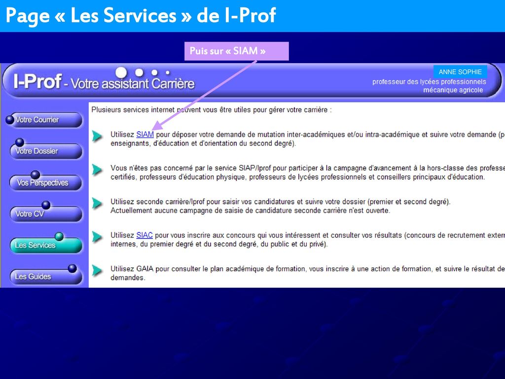 Page « Les Services » de I-Prof