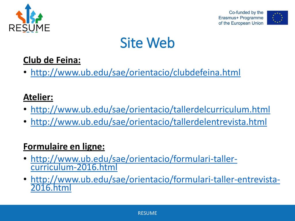 Site Web Club de Feina:   Atelier: