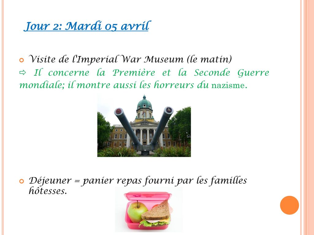 Jour 2: Mardi 05 avril Visite de l Imperial War Museum (le matin)