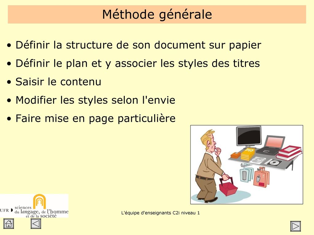 Méthode générale Définir la structure de son document sur papier