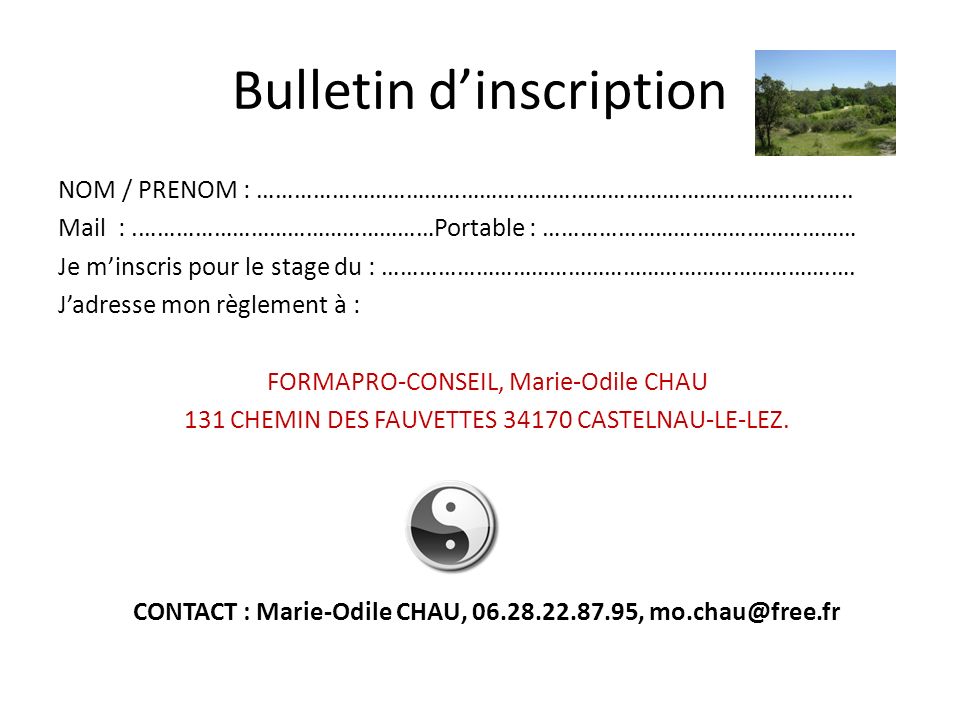 Bulletin d’inscription