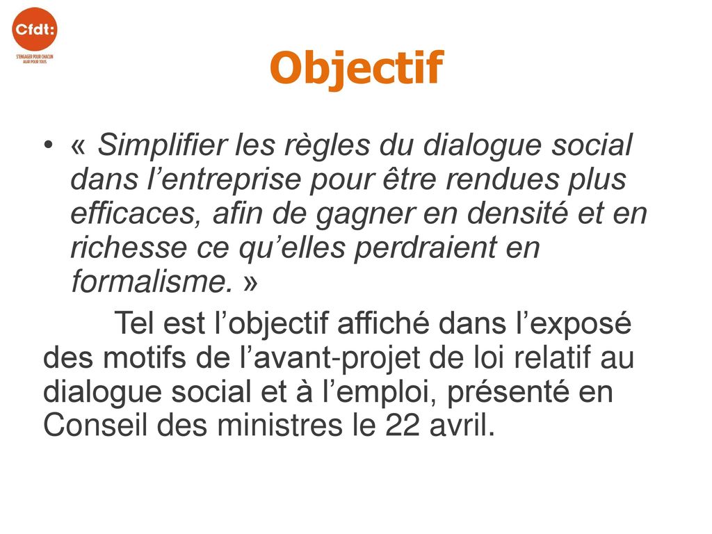 Loi Sur Le Dialogue Social Et Lemploi Ppt T L Charger