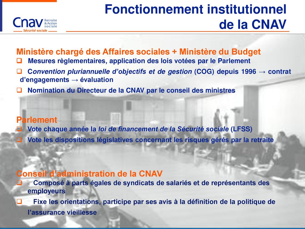 Fonctionnement institutionnel de la CNAV