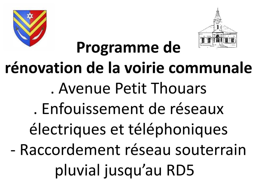 Programme de rénovation de la voirie communale. Avenue Petit Thouars