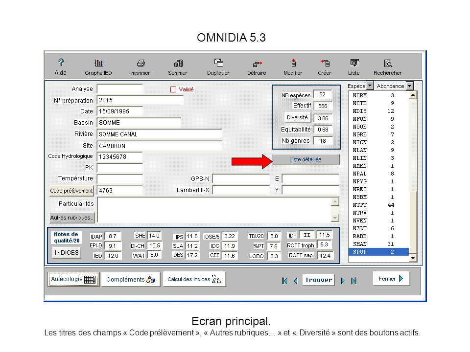 OMNIDIA 5.3 Ecran principal.