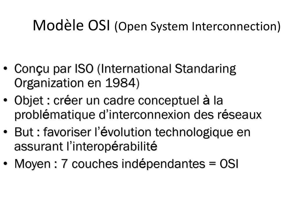 Modèle OSI (Open System Interconnection)
