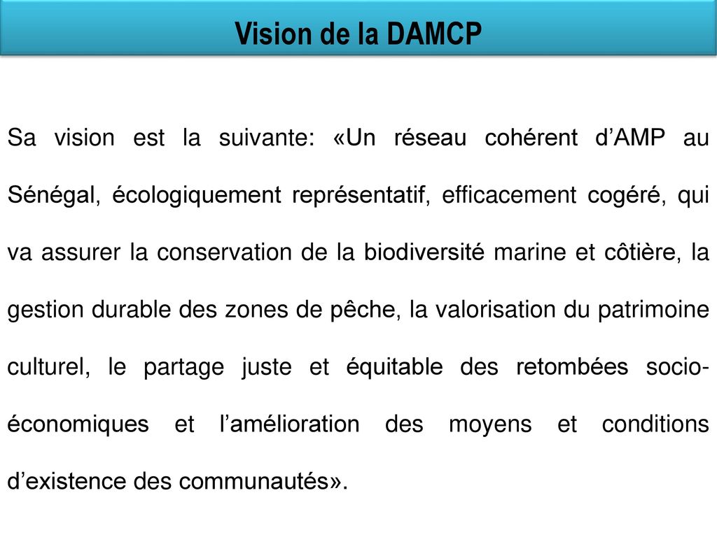 Vision de la DAMCP