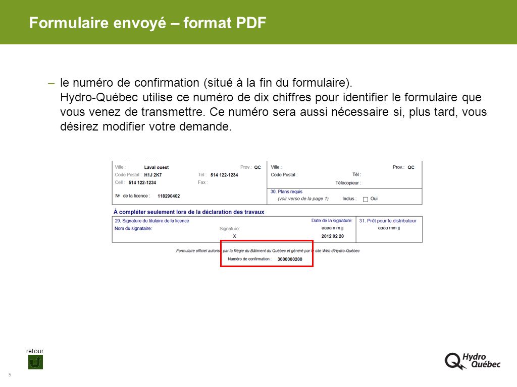 Formulaire envoyé – format PDF