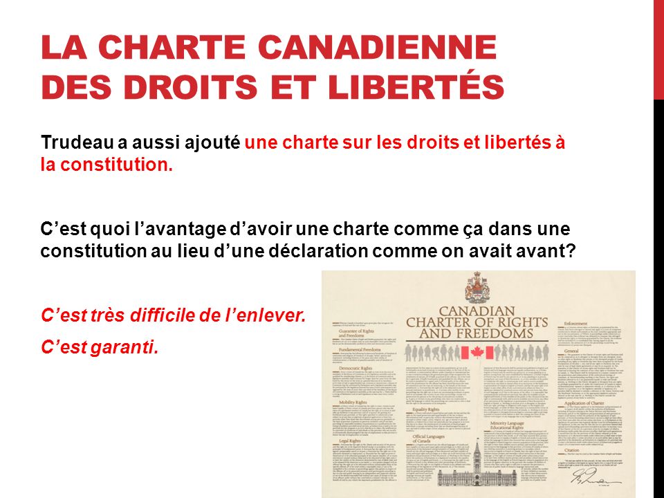 La charte canadienne des droits et libertés