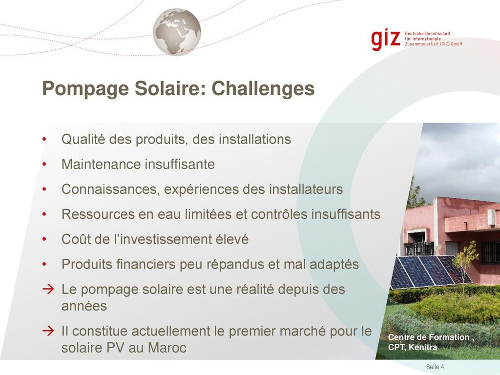 Pompage Solaire: Challenges