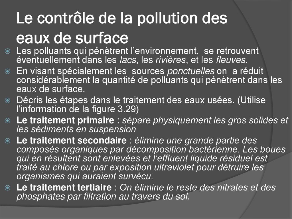Le contrôle de la pollution des eaux de surface