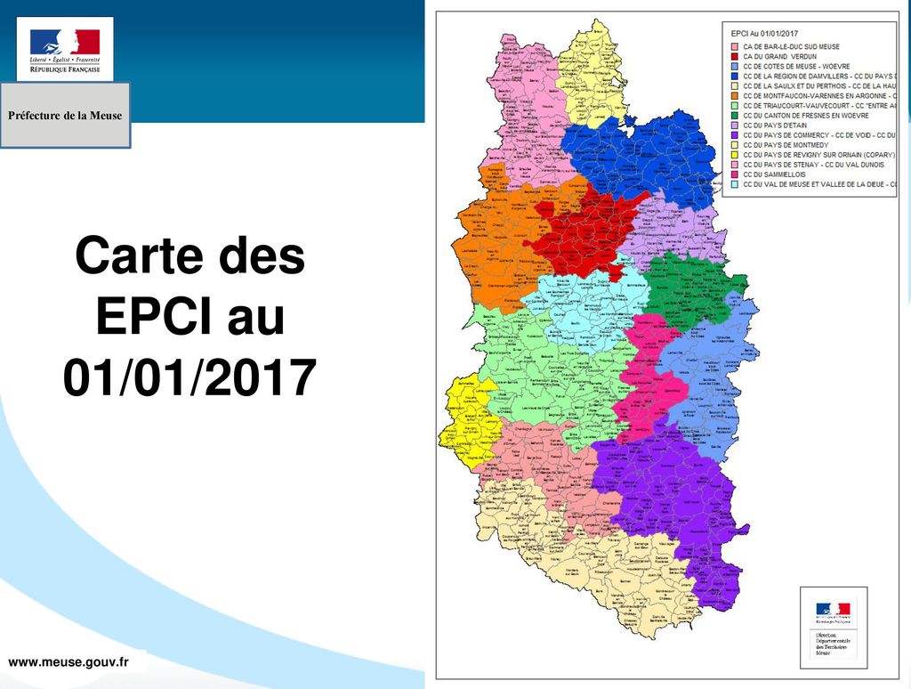 Carte des EPCI au 01/01/2017