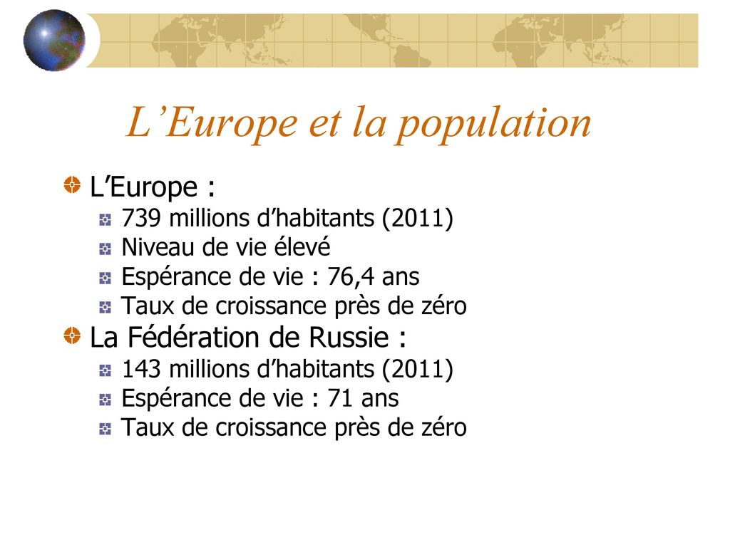 L’Europe et la population