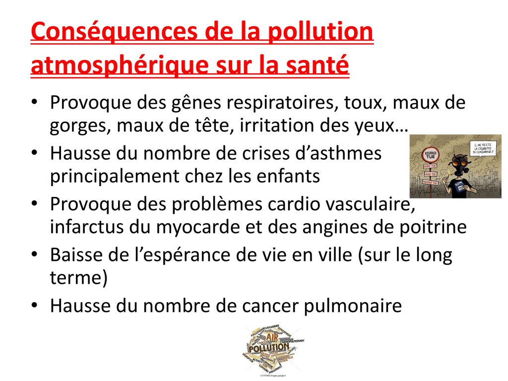 Conséquences de la pollution atmosphérique sur la santé