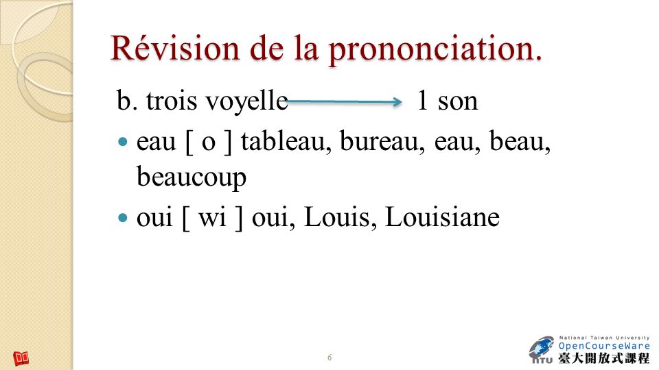 Révision de la prononciation.
