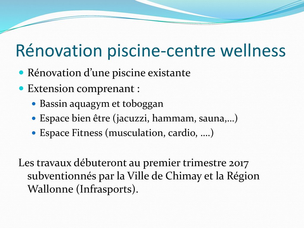 Rénovation piscine-centre wellness