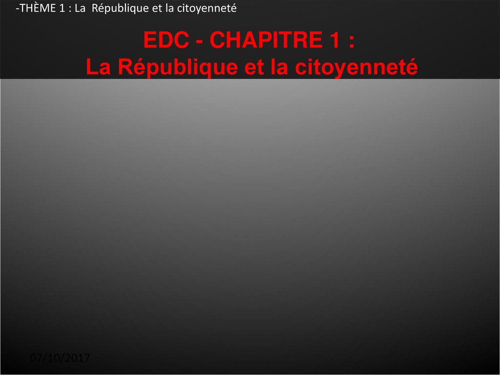 EDC - CHAPITRE 1 : La République et la citoyenneté