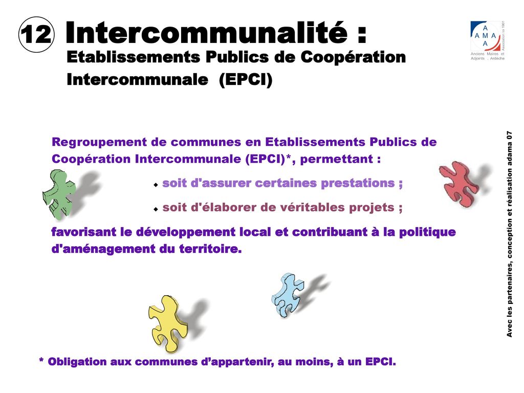 Intercommunalité : 12. Etablissements Publics de Coopération Intercommunale (EPCI)