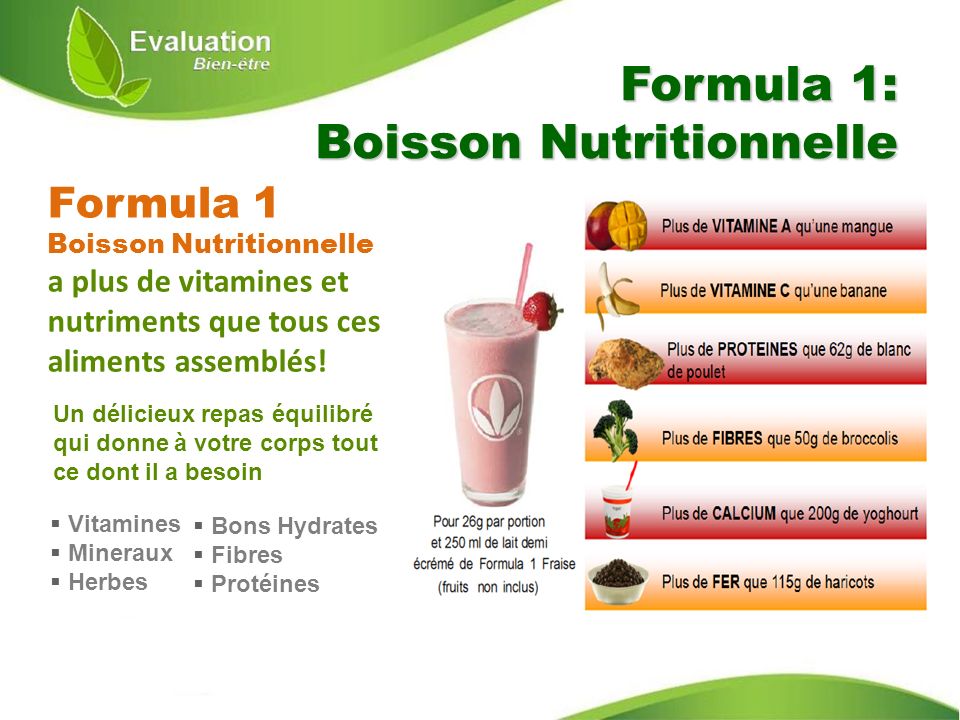 Formula 1: Boisson Nutritionnelle