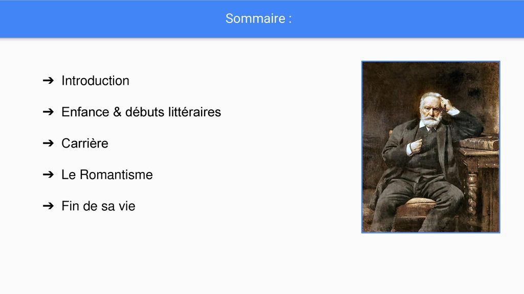 Sommaire : Introduction Enfance & débuts littéraires Carrière Le Romantisme Fin de sa vie