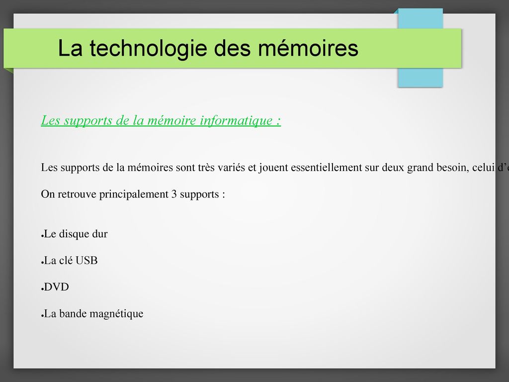 La technologie des mémoires