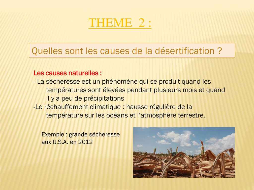 THEME 2 : Quelles sont les causes de la désertification