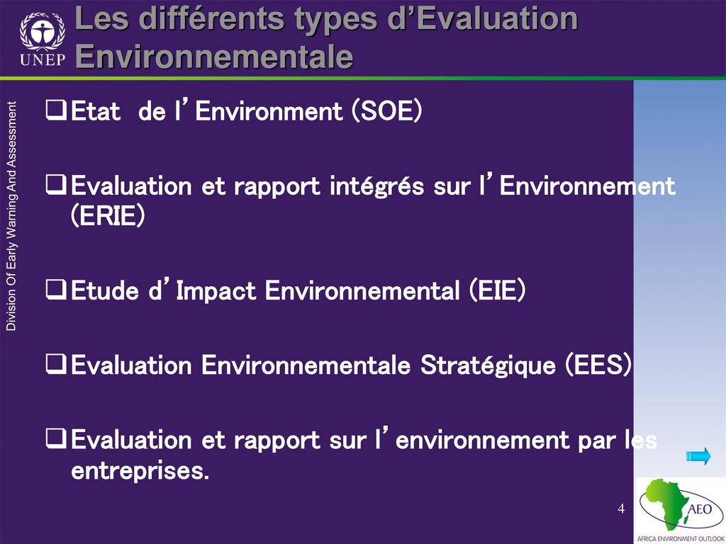 Les différents types d’Evaluation Environnementale