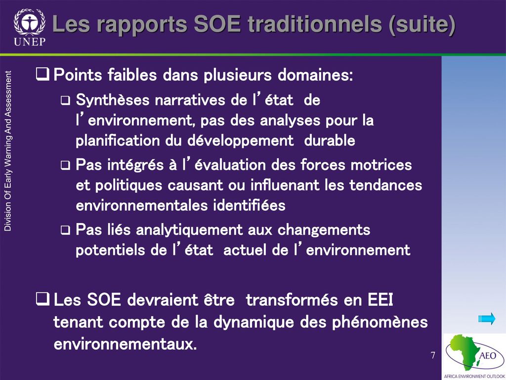 Les rapports SOE traditionnels (suite)