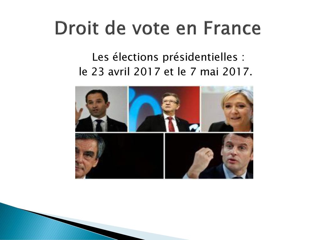 Les élections présidentielles : le 23 avril 2017 et le 7 mai 2017.