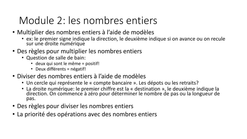 Module 2: les nombres entiers