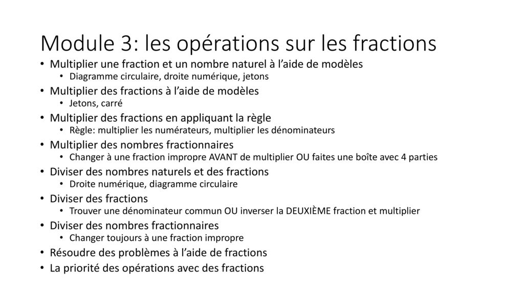 Module 3: les opérations sur les fractions