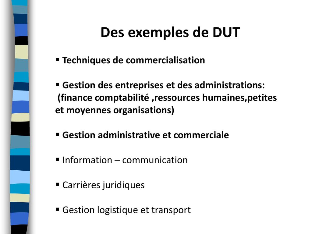 Des exemples de DUT Techniques de commercialisation