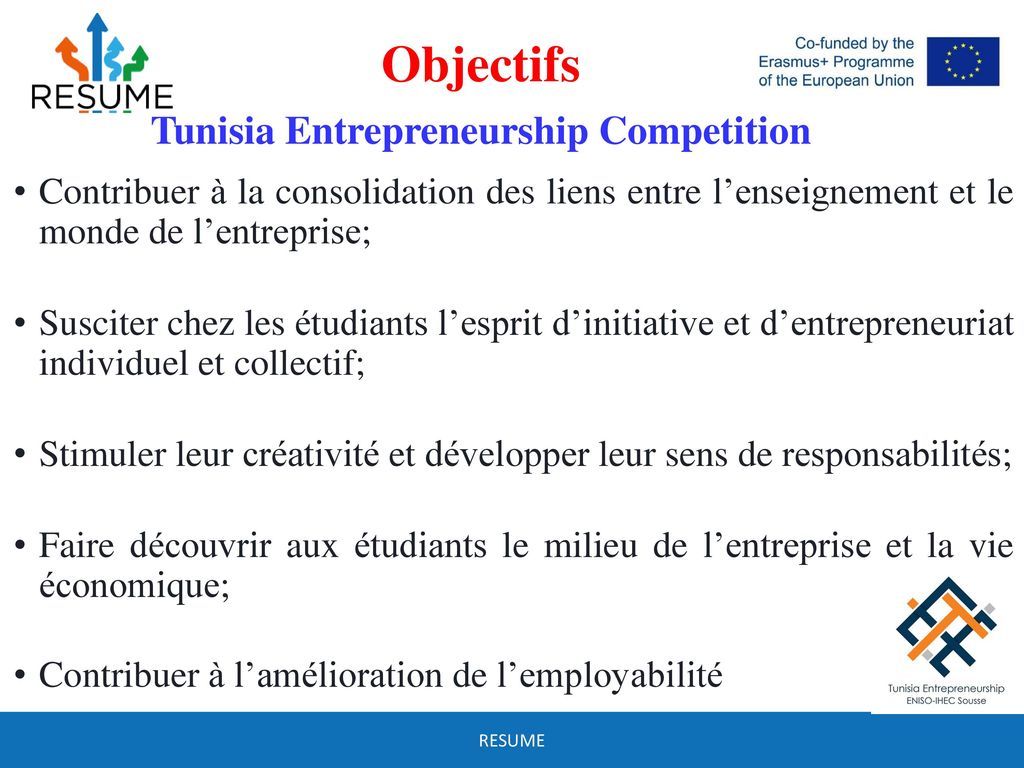 Objectifs Tunisia Entrepreneurship Competition