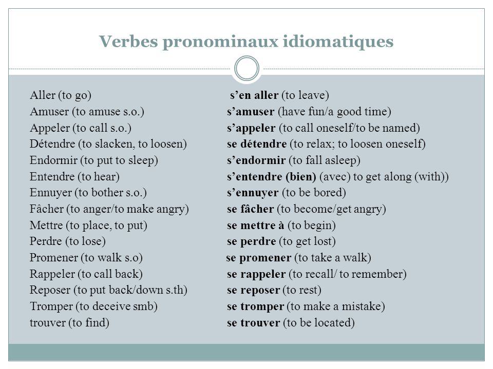 Verbes pronominaux idiomatiques