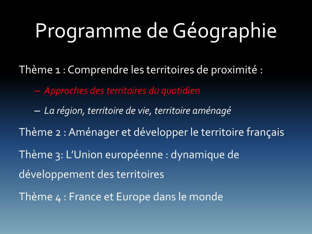 Programme de Géographie