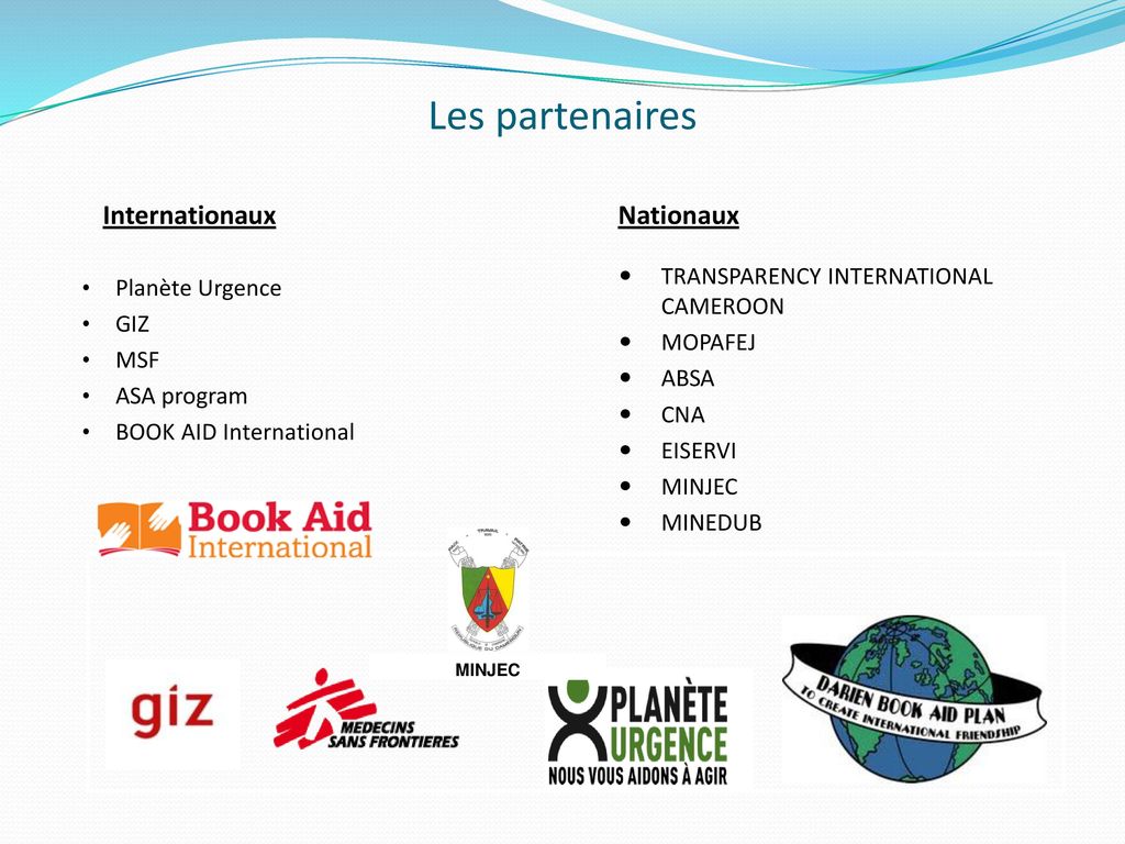 Les partenaires Internationaux Nationaux Planète Urgence GIZ MSF