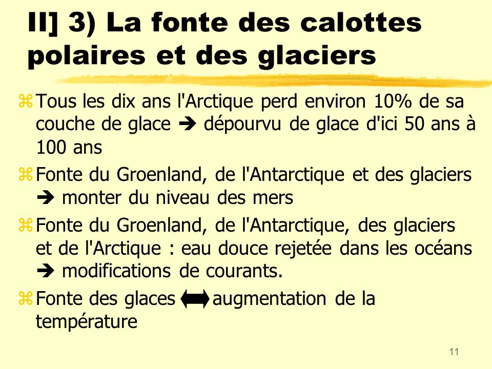 II] 3) La fonte des calottes polaires et des glaciers