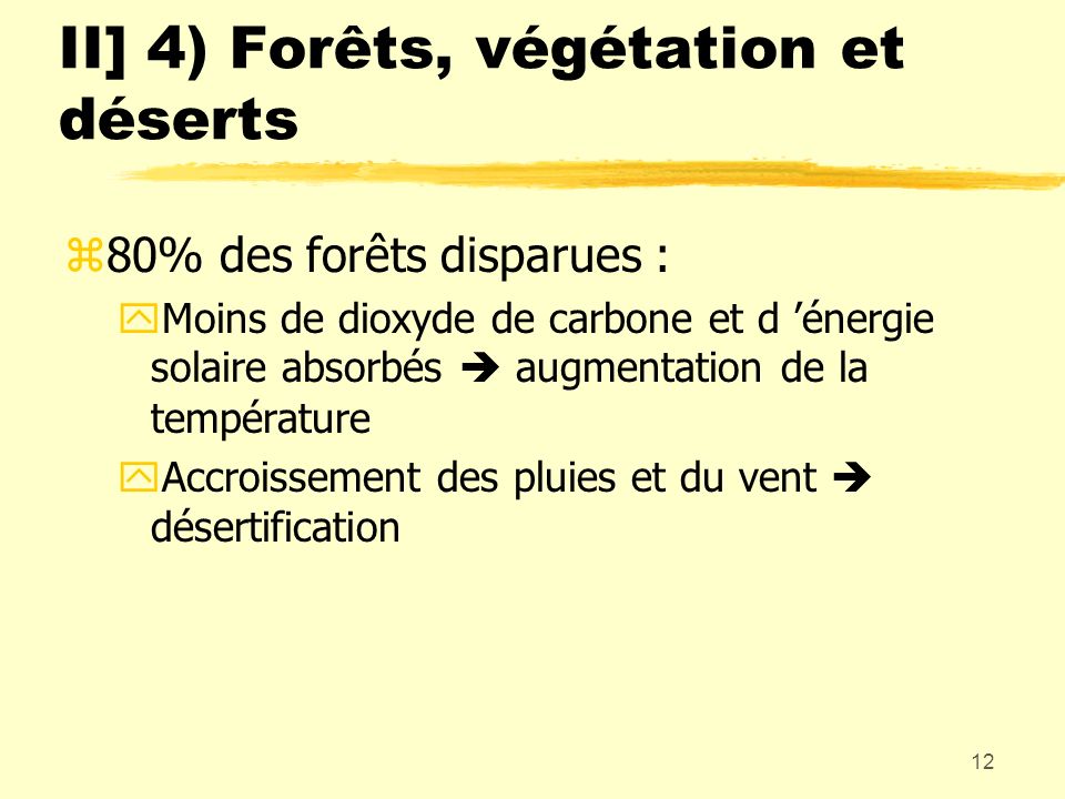 II] 4) Forêts, végétation et déserts