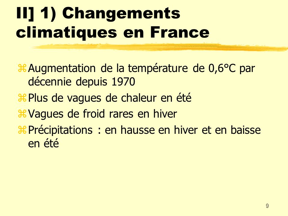 II] 1) Changements climatiques en France