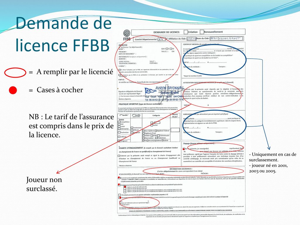 Demande de licence FFBB