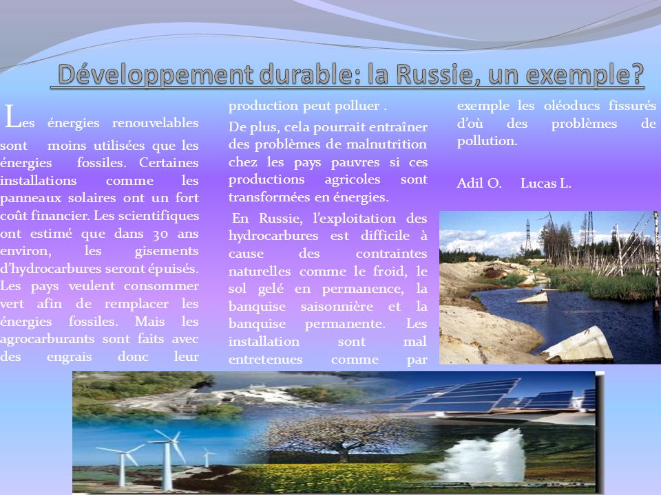 Développement durable: la Russie, un exemple