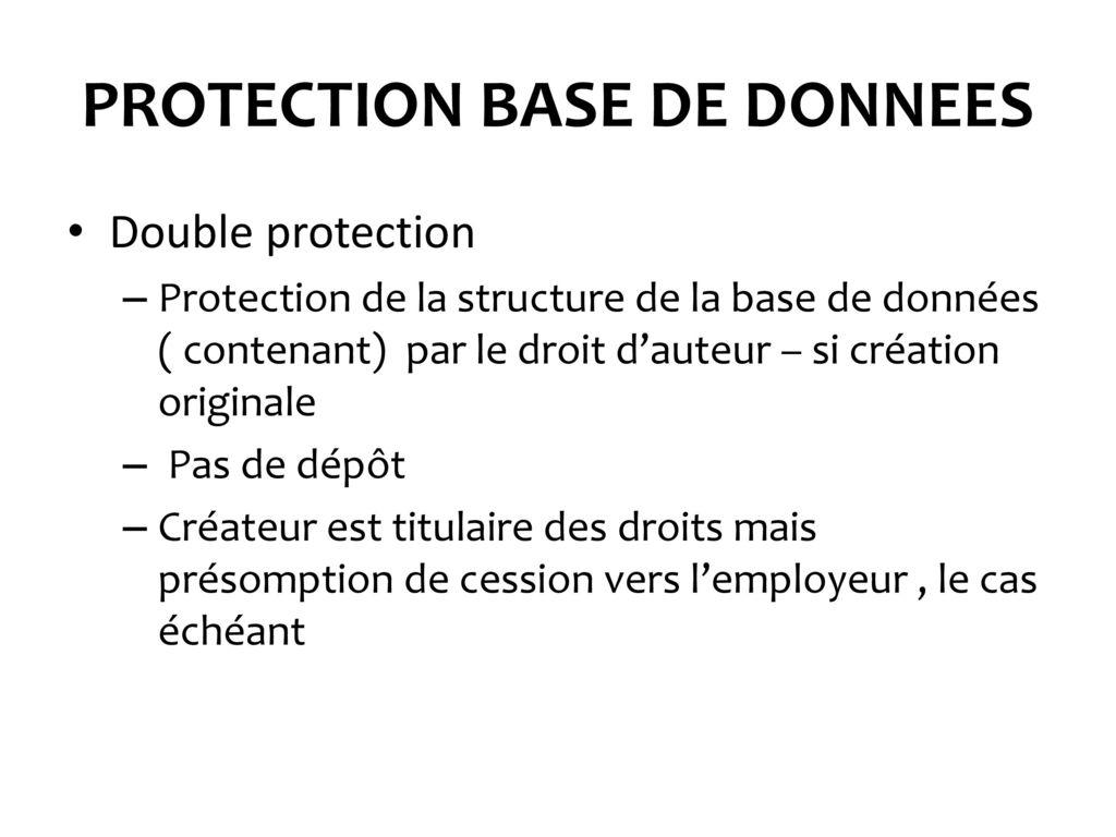 PROTECTION BASE DE DONNEES