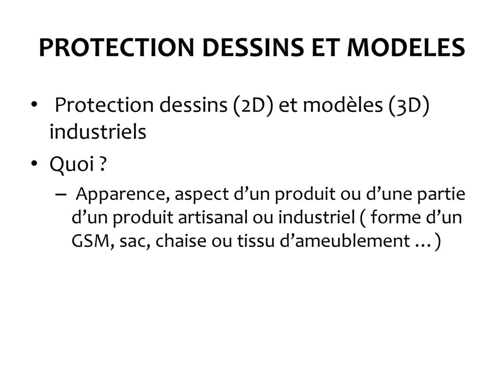 PROTECTION DESSINS ET MODELES