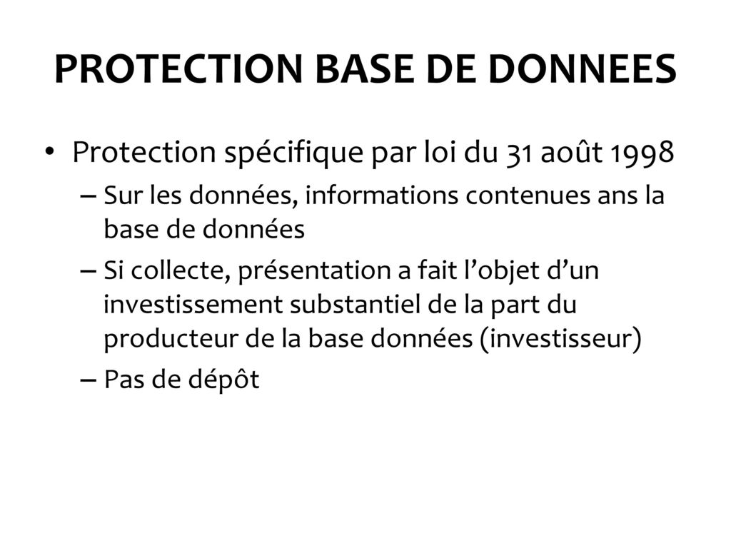 PROTECTION BASE DE DONNEES